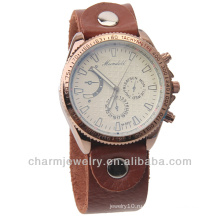 Оптовые продажи кварца натуральной кожи коричневые мужские наручные часы WL-019